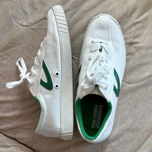 Tretorn Nylite Canvas Sneakers in White and Green